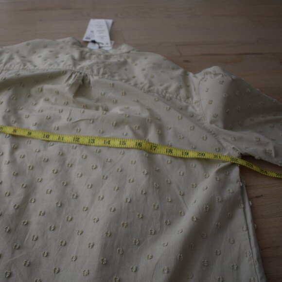 NWT Zara Women's Green Plumetis Oversized Blouse with Lace Trim - Picture 8 of 11